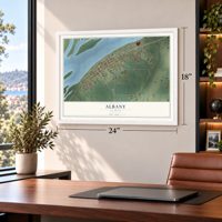 Albany, Illinois map, 18 x 24 inch print in a white frame in a home office