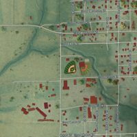 Second close-up of the map of Albany, Missouri print showing more streets and buildings