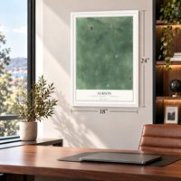 Albion, Calhoun County, Michigan map, 18 x 24 inch print in a white frame in a home office