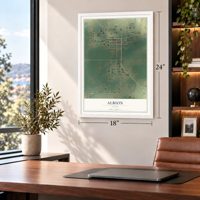 Albion, Idaho map, 18 x 24 inch print in a white frame in a home office