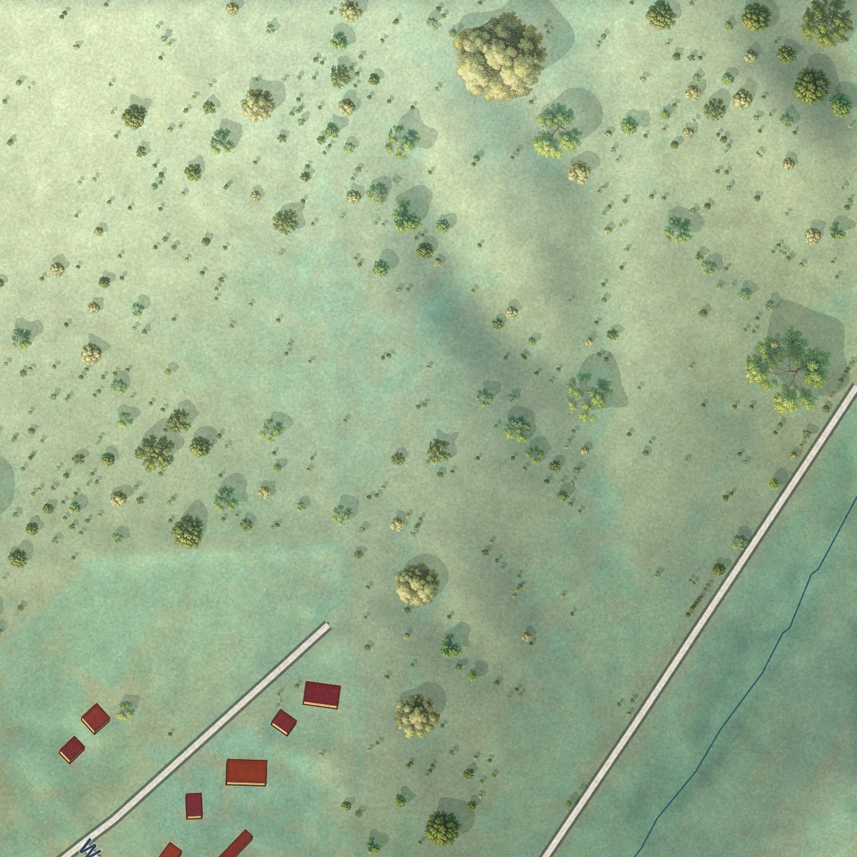 Second close-up of the map of Albion, Washington print showing more streets and buildings