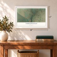 Albrightsville, Pennsylvania map, 12 x 18 inch print in a white frame in an entryway