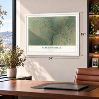 Albrightsville, Pennsylvania map, 18 x 24 inch print in a white frame in a home office