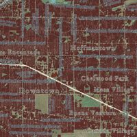 Second close-up of the map of Albuquerque, New Mexico print showing more streets and buildings