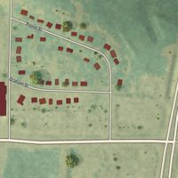 Second close-up of the map of Aldora, Georgia print showing more streets and buildings