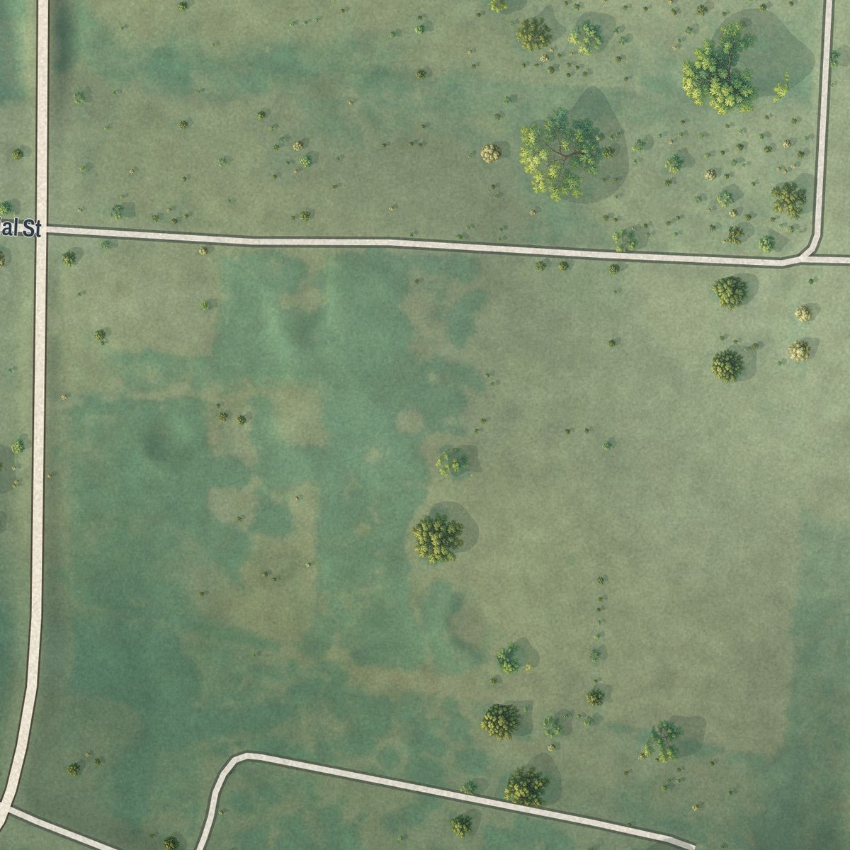 Second close-up of the map of Aldrich, Missouri print showing more streets and buildings