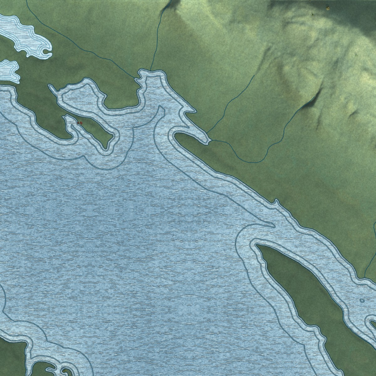 Second close-up of the map of Aleknagik, Alaska print showing more streets and buildings
