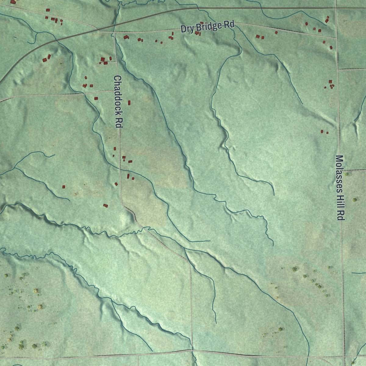Second close-up of the map of Alexander, New York print showing more streets and buildings