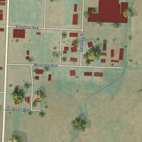 Second close-up of the map of Alexander, North Dakota print showing more streets and buildings