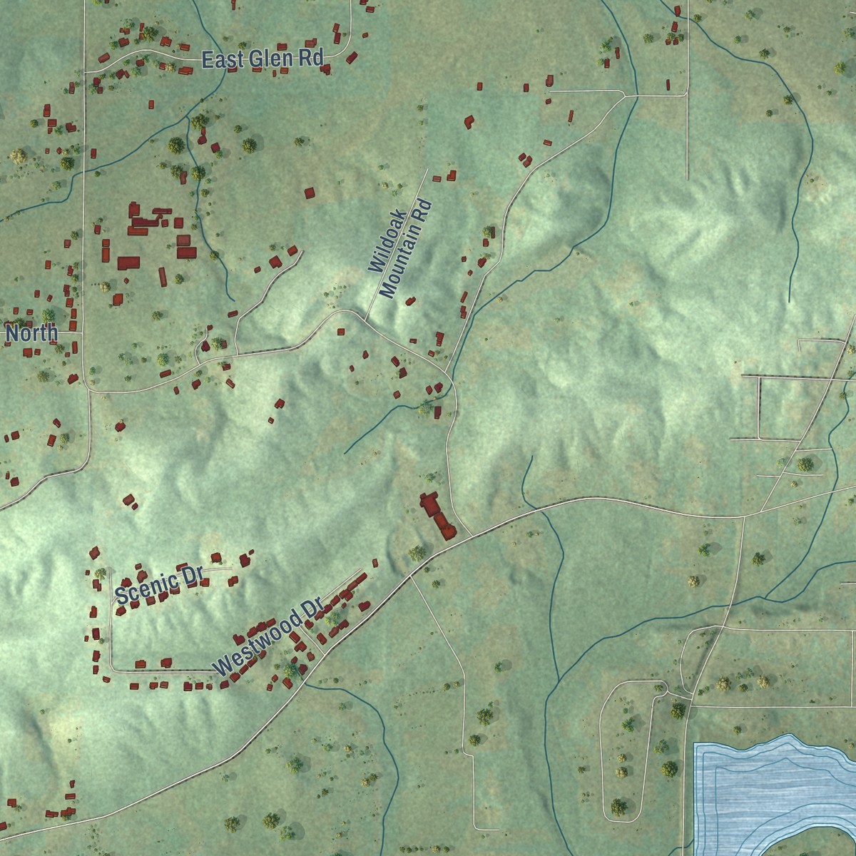 Second close-up of the map of Alexandria, Alabama print showing more streets and buildings