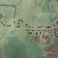 Second close-up of the map of Alexandria, Louisiana print showing more streets and buildings
