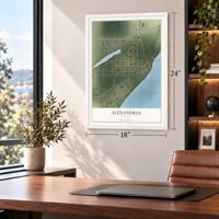 Alexandria, Missouri map, 18 x 24 inch print in a white frame in a home office