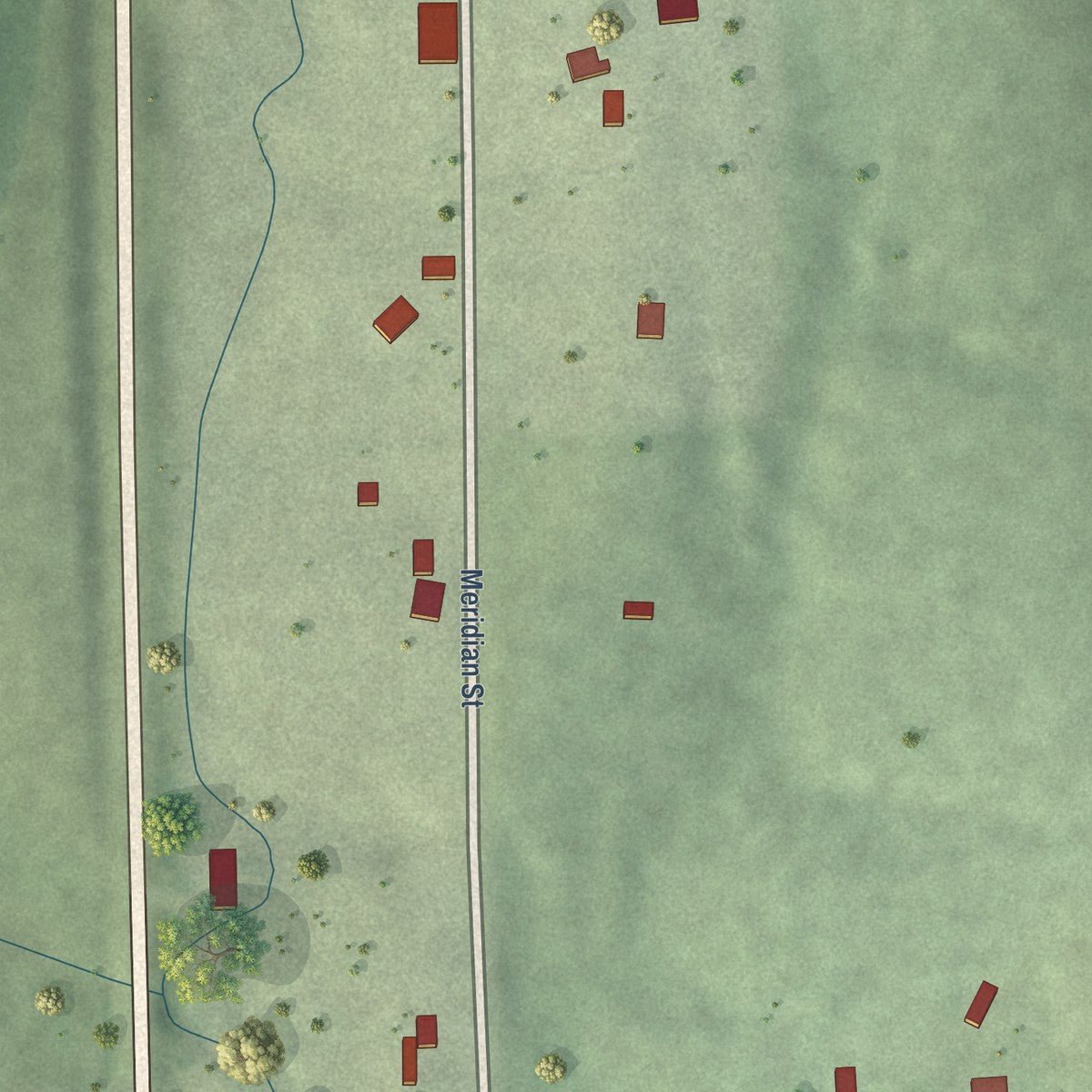 Second close-up of the map of Alexandria, Nebraska print showing more streets and buildings