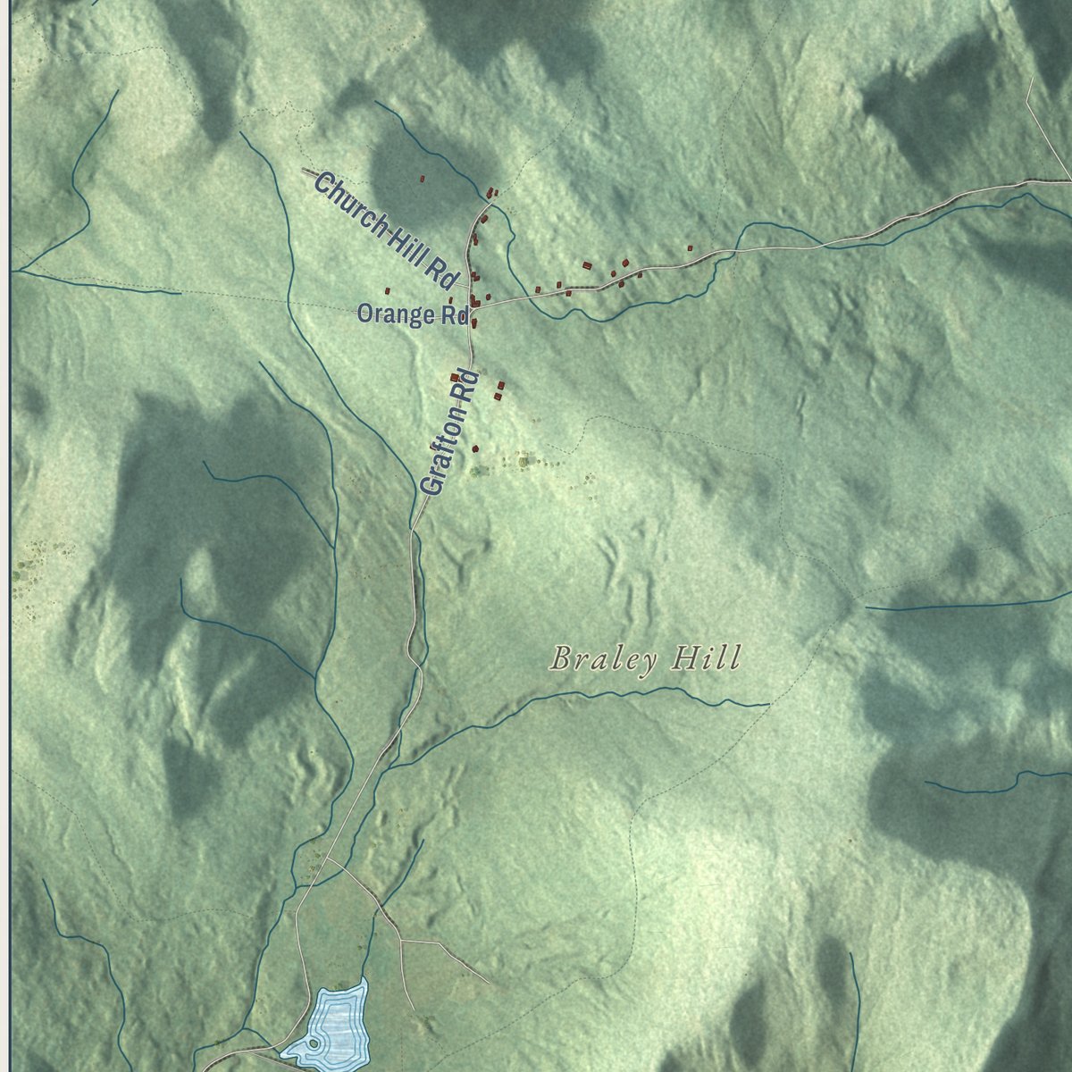 Second close-up of the map of Alexandria, New Hampshire print showing more streets and buildings
