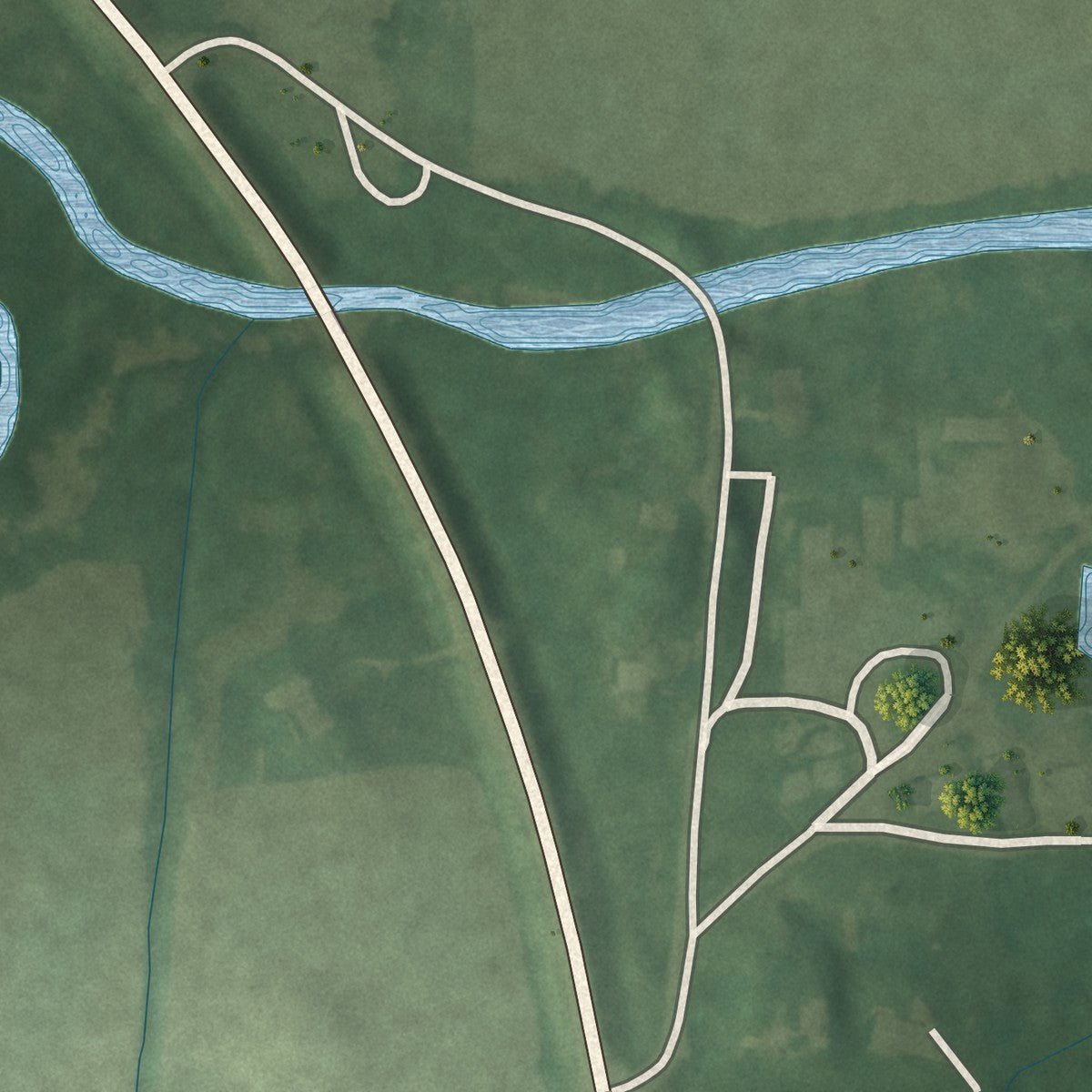 Second close-up of the map of Alexandria, Ohio print showing more streets and buildings