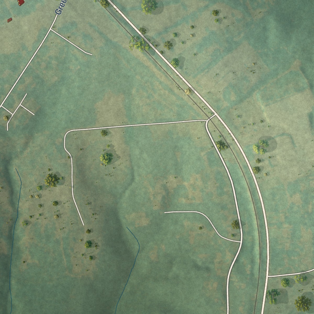 Second close-up of the map of Alexis, North Carolina print showing more streets and buildings