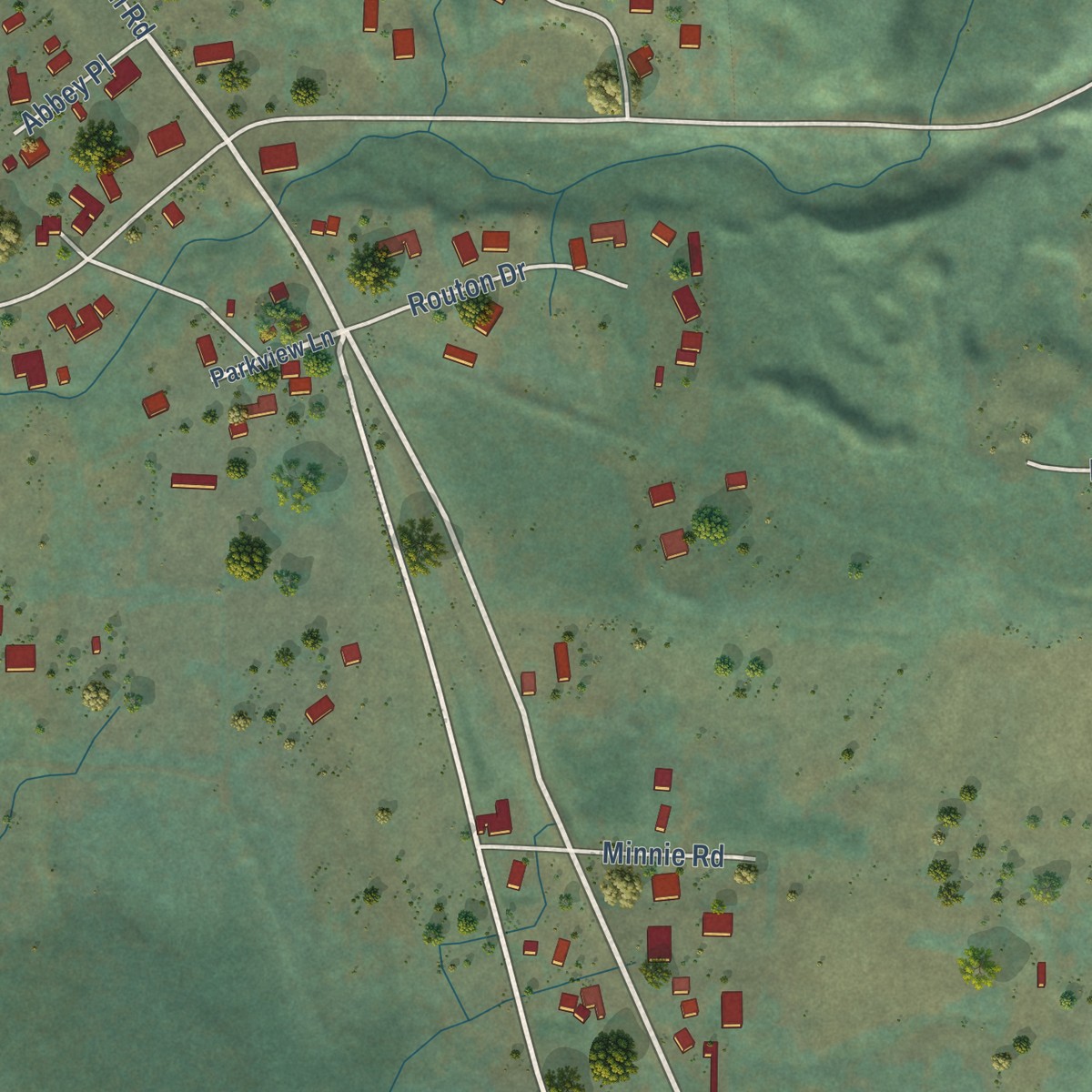 Second close-up of the map of Alger, Washington print showing more streets and buildings