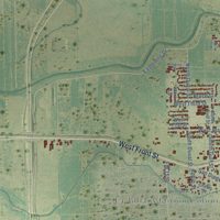 Second close-up of the map of Alice, Texas print showing more streets and buildings