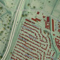 Second close-up of the map of Allandale, Texas print showing more streets and buildings