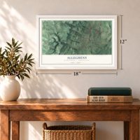 Allegheny, Blair County, Pennsylvania map, 12 x 18 inch print in a white frame in an entryway