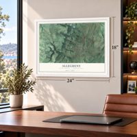 Allegheny, Blair County, Pennsylvania map, 18 x 24 inch print in a white frame in a home office
