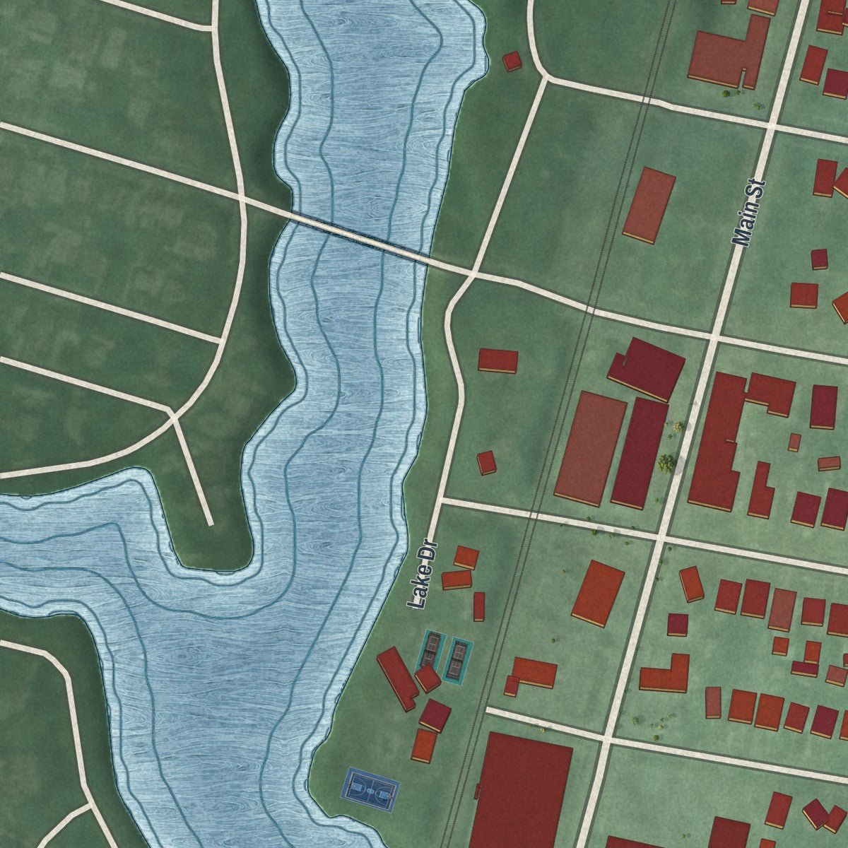 Second close-up of the map of Allenhurst, New Jersey print showing more streets and buildings