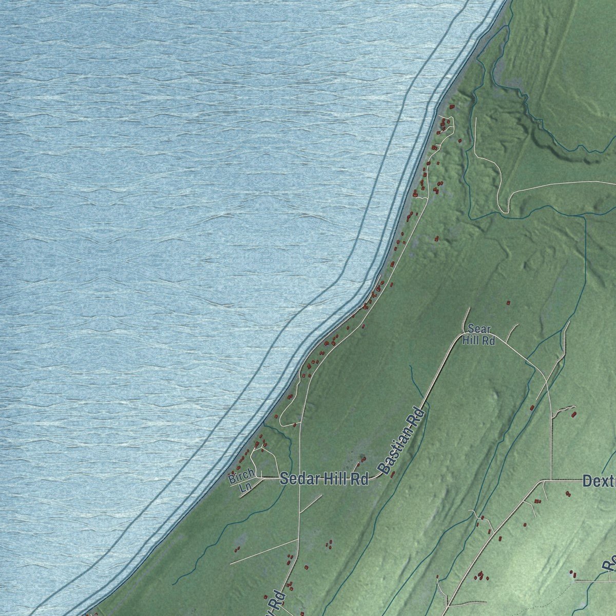 Second close-up of the map of Allouez, Michigan print showing more streets and buildings
