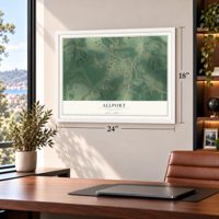 Allport, Pennsylvania map, 18 x 24 inch print in a white frame in a home office