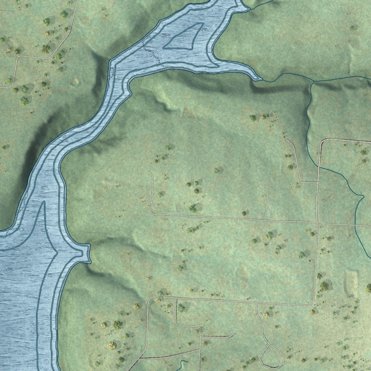 Second close-up of the map of Alma, Arkansas print showing more streets and buildings