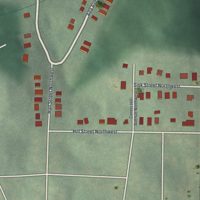 Second close-up of the map of Almond Park, Georgia print showing more streets and buildings