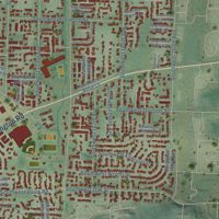 Second close-up of the map of Aloha, Oregon print showing more streets and buildings
