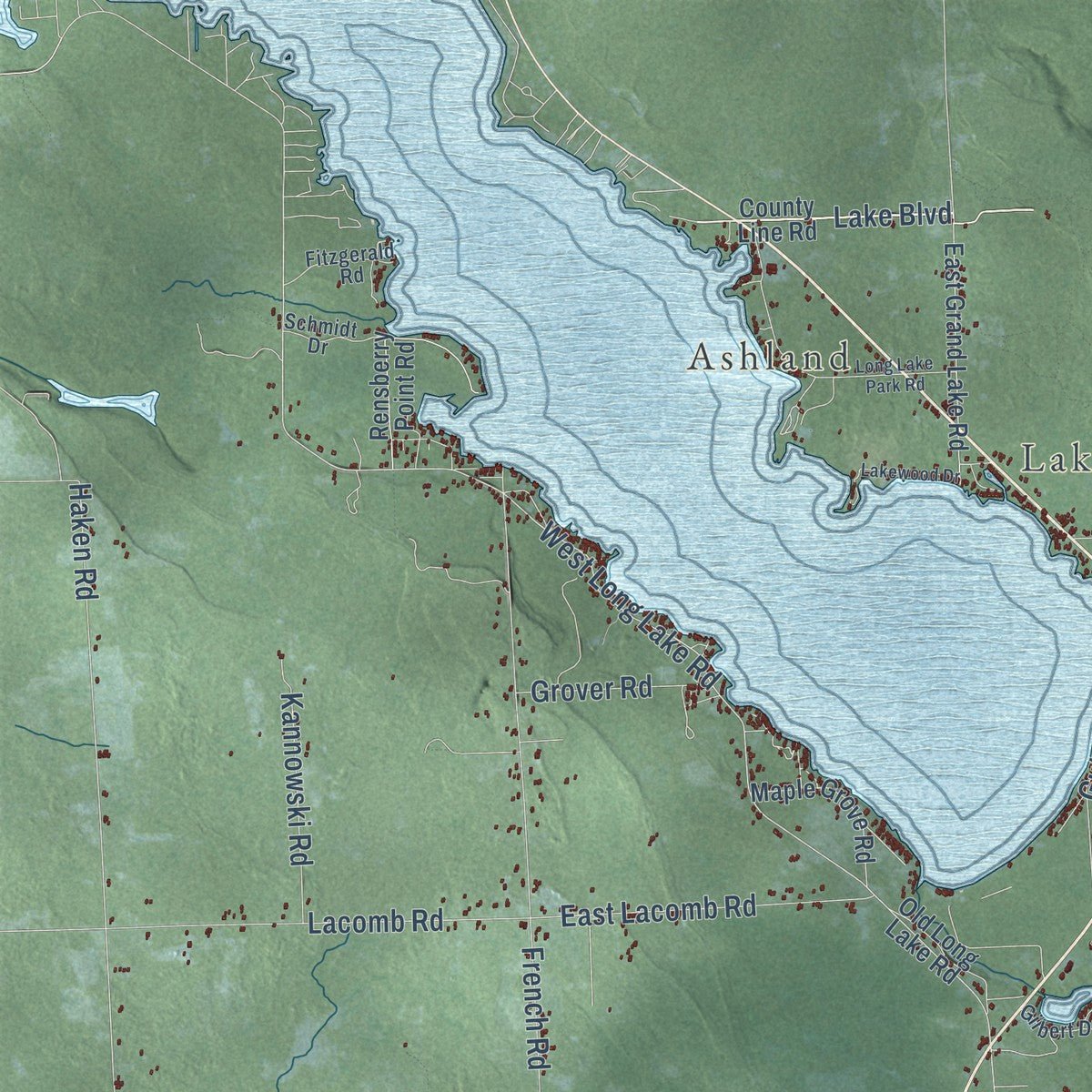 Second close-up of the map of Alpena, Alpena County, Michigan print showing more streets and buildings