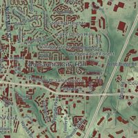 Second close-up of the map of Alpharetta, Georgia print showing more streets and buildings