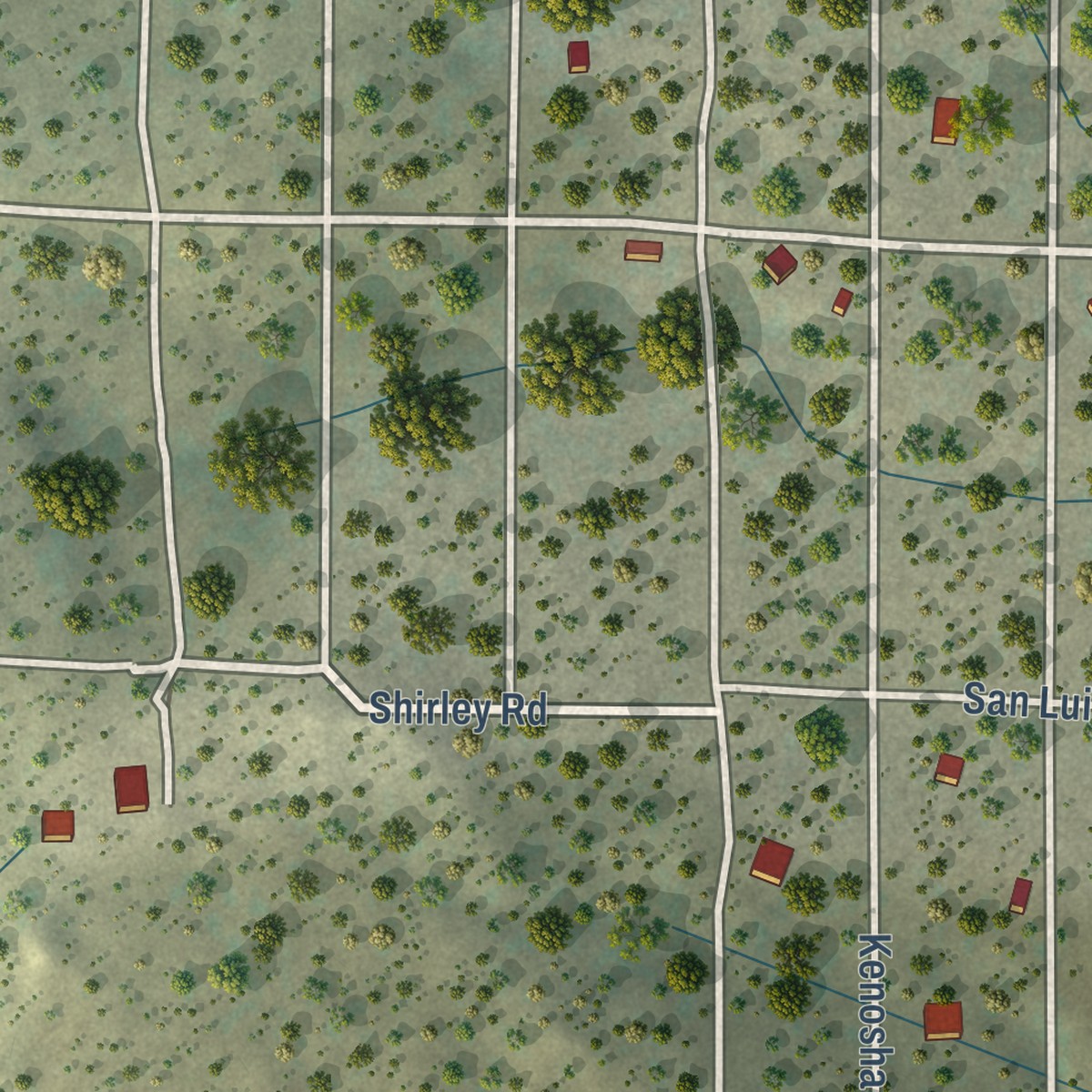 Second close-up of the map of Alpine, Colorado print showing more streets and buildings