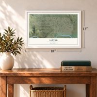 Alpine, Colorado map, 12 x 18 inch print in a white frame in an entryway