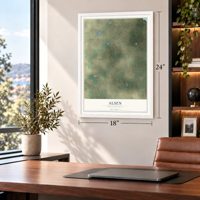 Alsen, North Dakota map, 18 x 24 inch print in a white frame in a home office