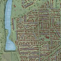 Second close-up of the map of Alta Loma, California print showing more streets and buildings