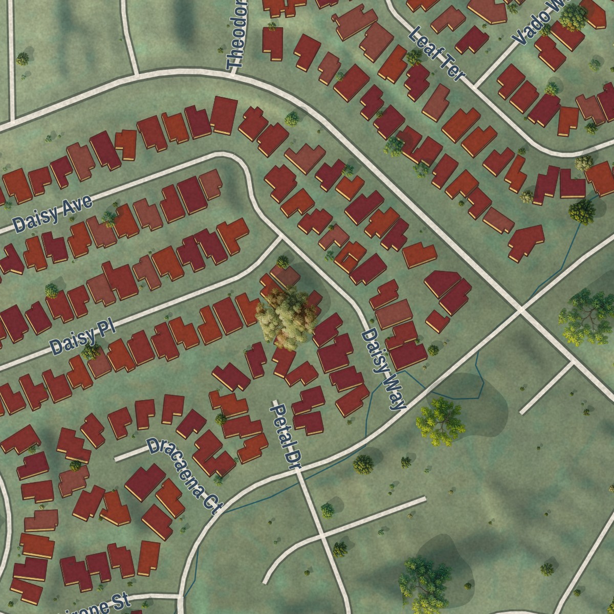 Second close-up of the map of Alta Vista, California print showing more streets and buildings