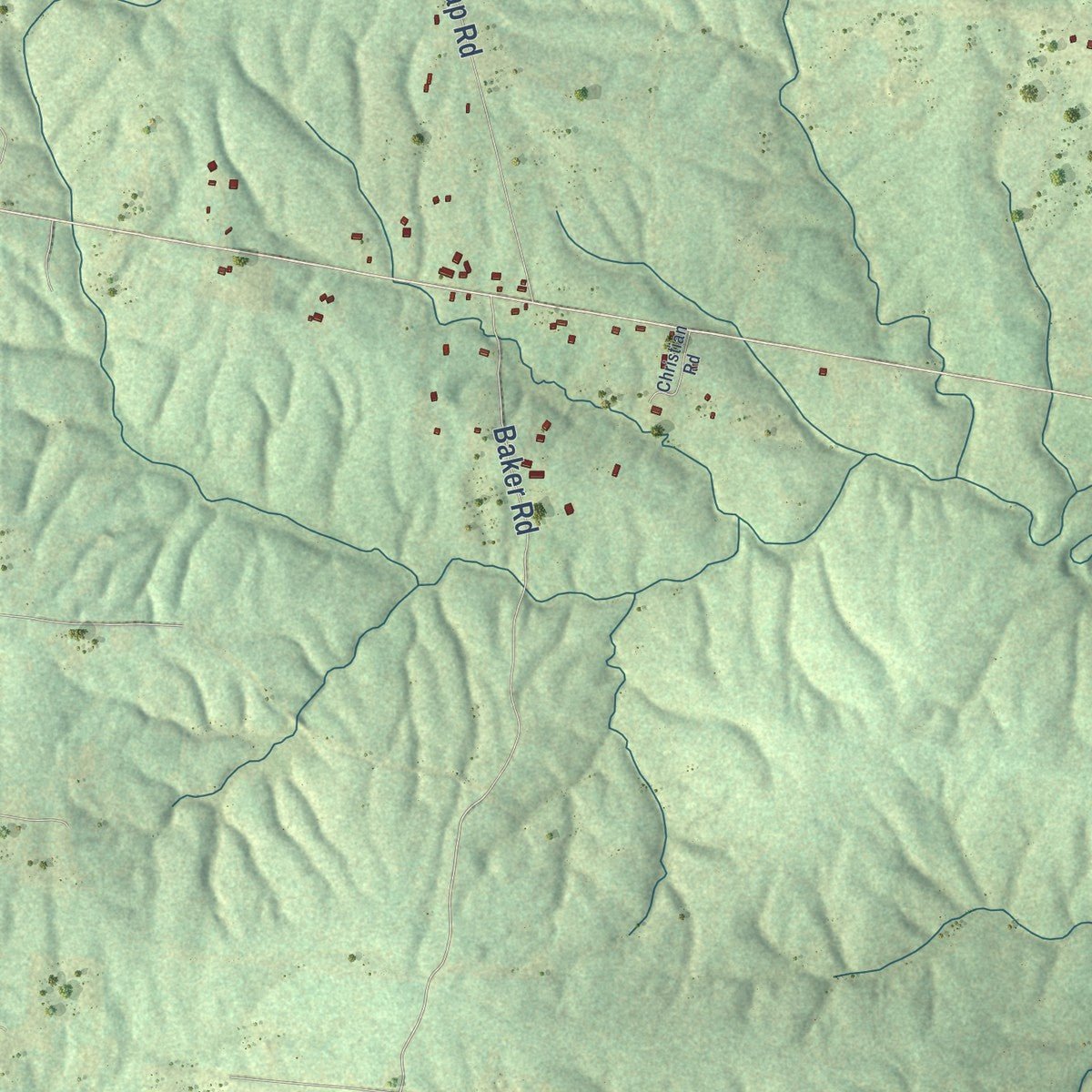 Second close-up of the map of Altamont, Tennessee print showing more streets and buildings