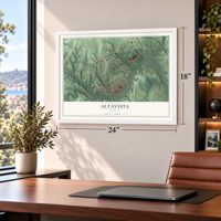 Altavista, Virginia map, 18 x 24 inch print in a white frame in a home office