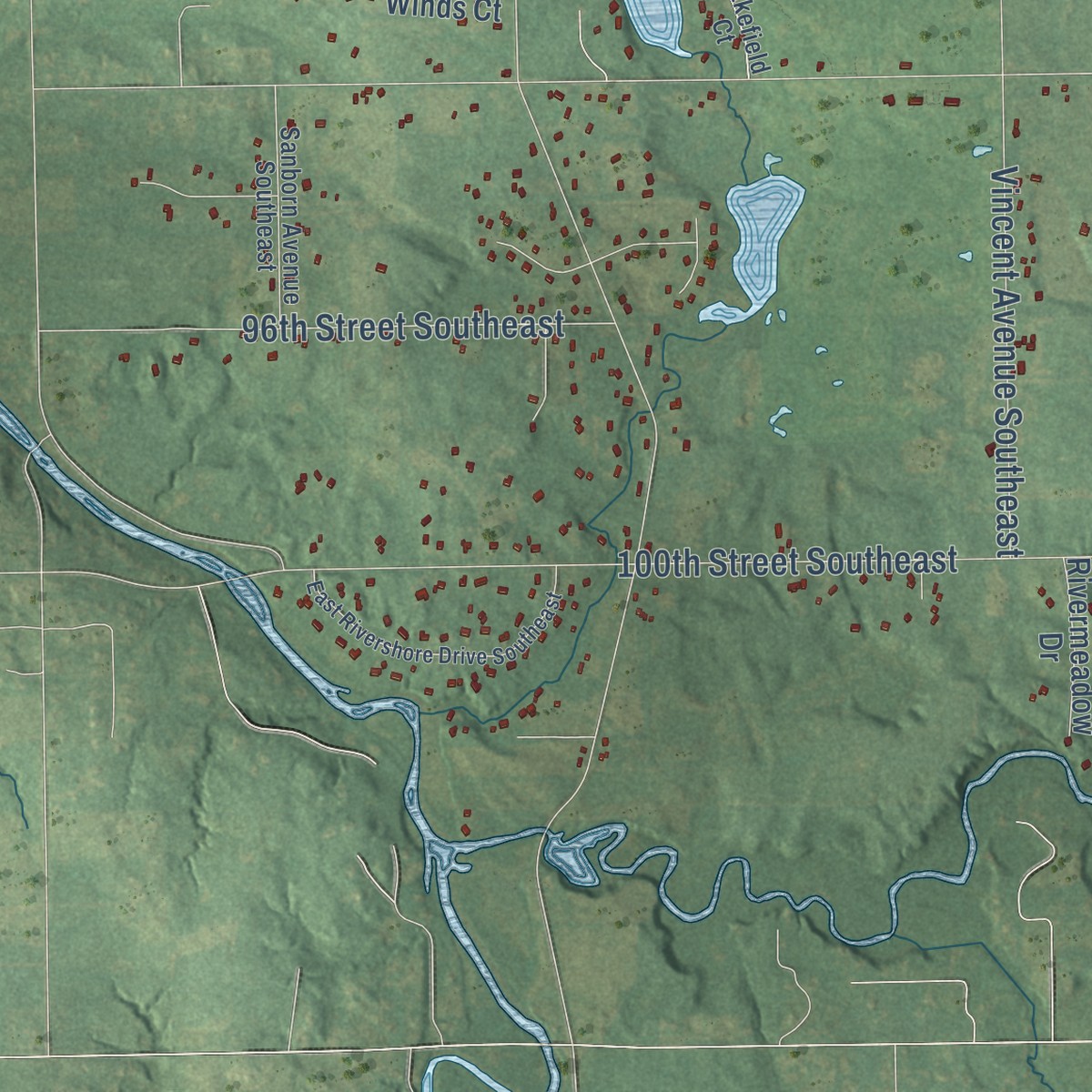 Second close-up of the map of Alto, Michigan print showing more streets and buildings