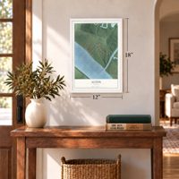 Alton, Indiana map, 12 x 18 inch print in a white frame in an entryway