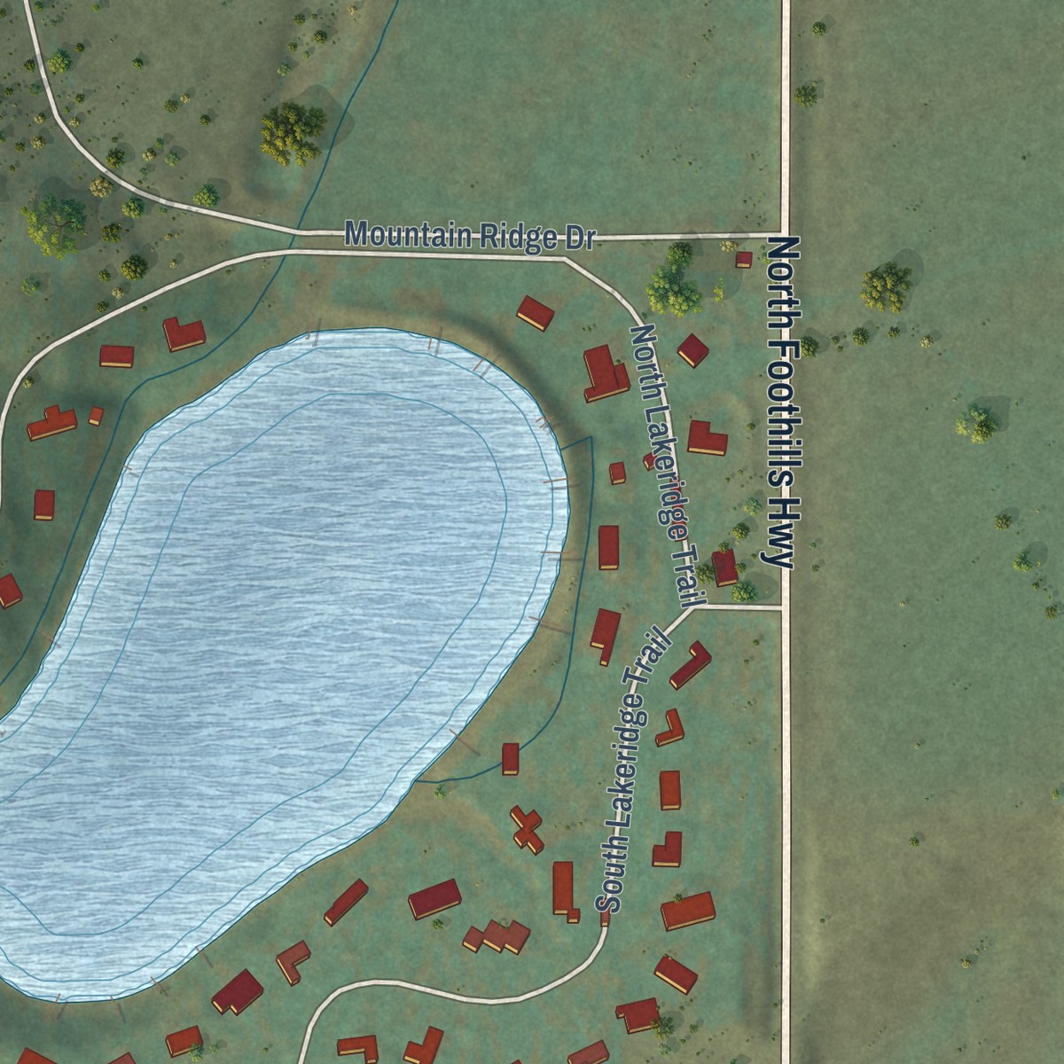 Second close-up of the map of Altona, Colorado print showing more streets and buildings