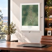 Altona, Illinois map, 18 x 24 inch print in a white frame in a home office