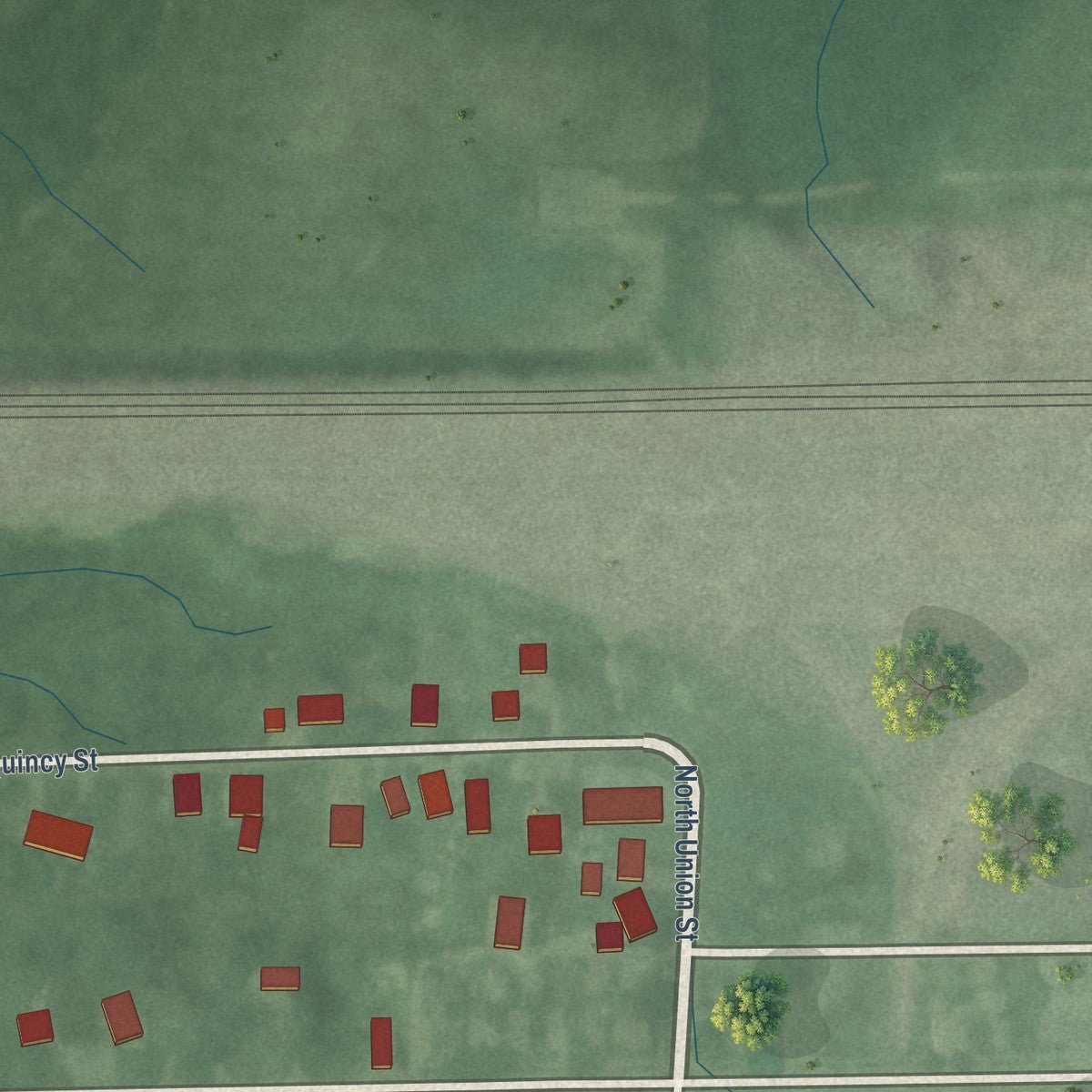 Second close-up of the map of Altona, Indiana print showing more streets and buildings
