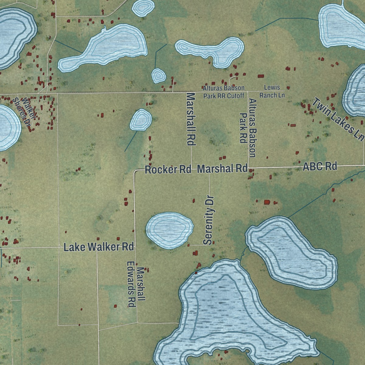 Second close-up of the map of Alturas, Florida print showing more streets and buildings