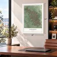 Alum Rock, California map, 18 x 24 inch print in a white frame in a home office