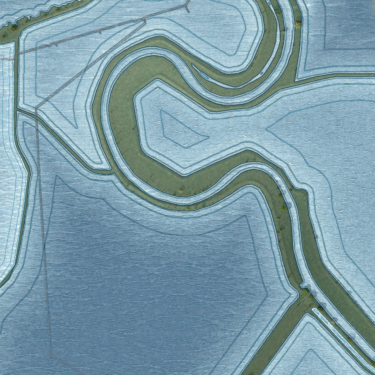 Second close-up of the map of Alviso, California print showing more streets and buildings