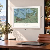 Alviso, California map, 18 x 24 inch print in a white frame in a home office