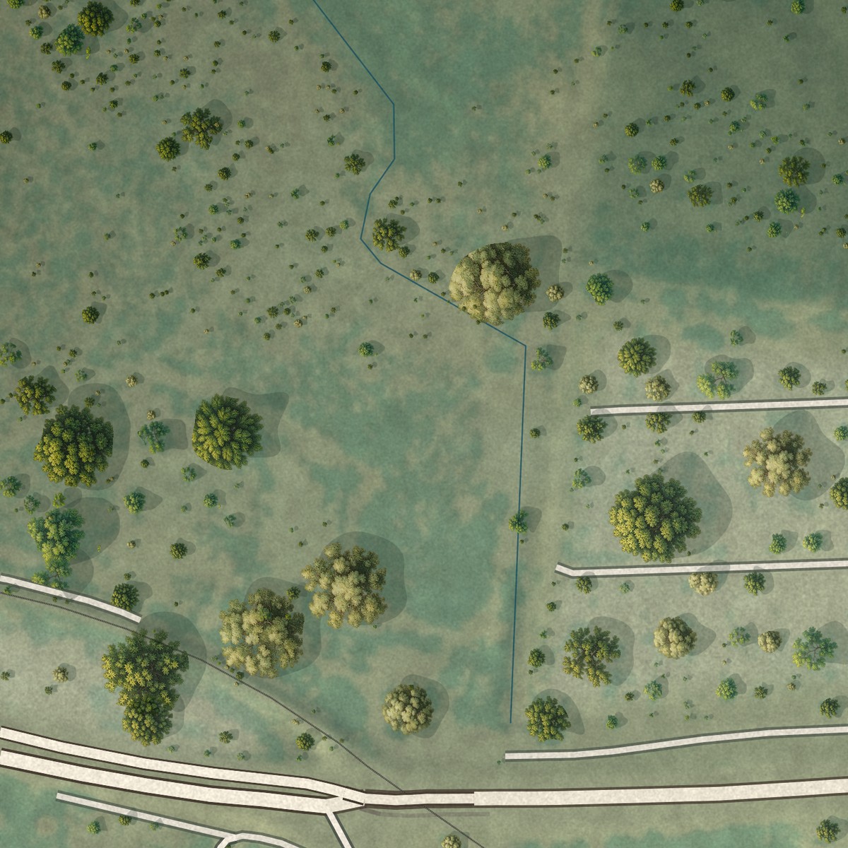 Second close-up of the map of Amada Acres, Texas print showing more streets and buildings